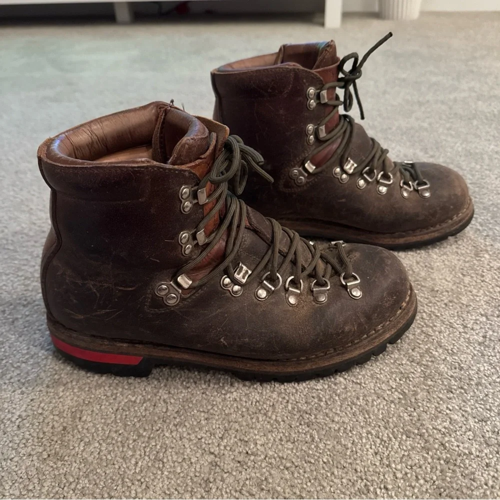 Vintage RAICHLE Switzerland Leather Hiking Mountaineering Army Boots Sz 8.5M